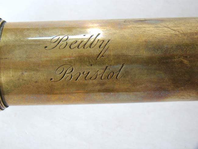 A beautiful early 19th century single draw Telescope with tapered mahogany barrel by Richard and Charles Beilby of Bristol, England circa 1809-1816. — image 2